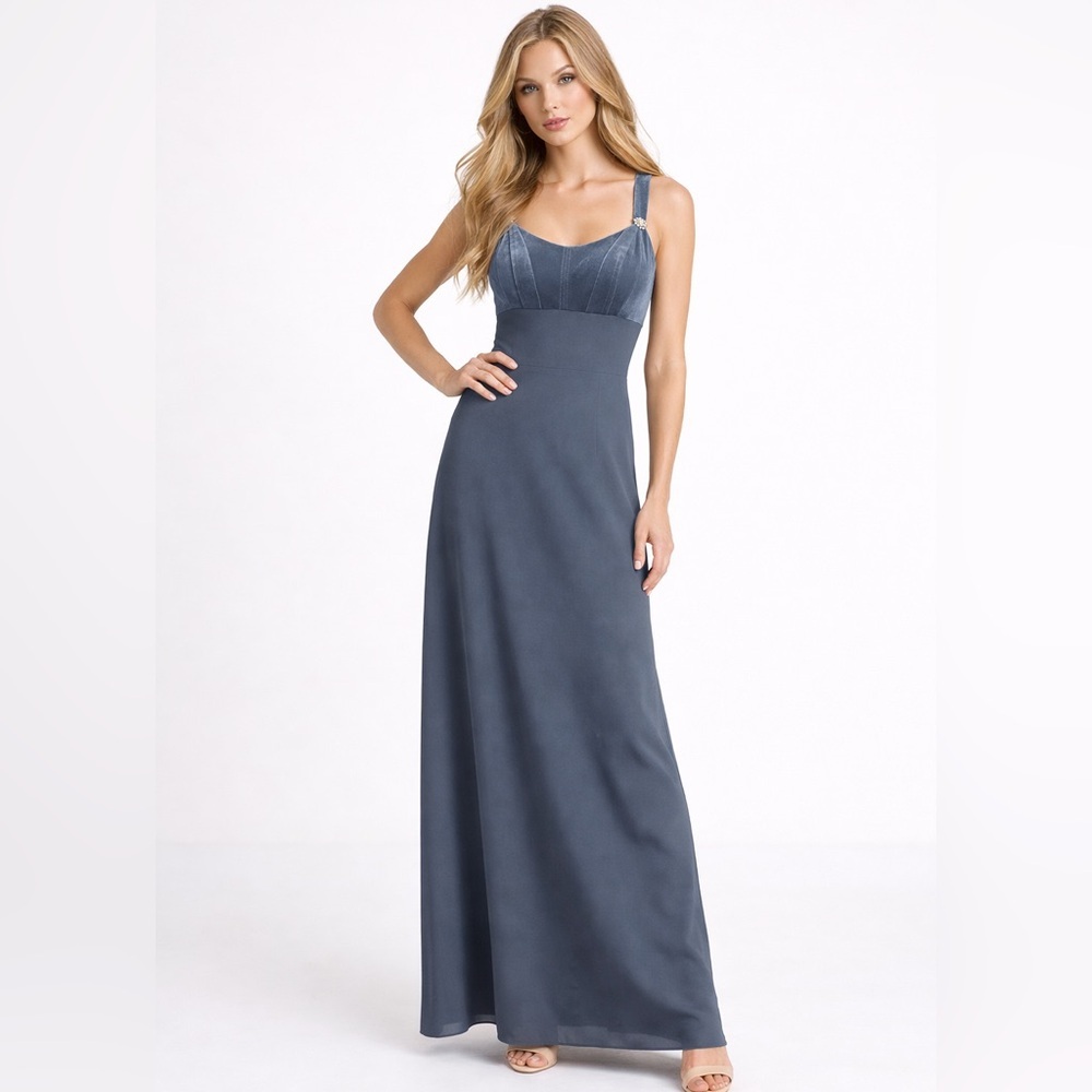 New VTG Betsy & Adam  Maxi Dress Empire Waist whimsical Velvet Chiffon Coquette